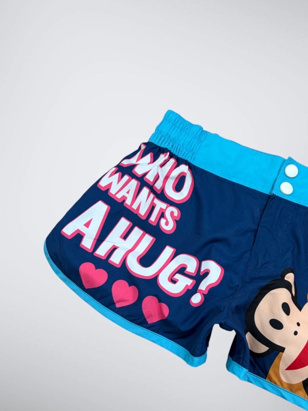 Vintage Paul Frank “Who Wants A Hug” Blue Graphic Shorts - Picture 2 of 8